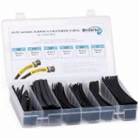 Techflex Heat Shrink Tube Kit, 2:1 I.D. Shrink Ratio, Black, 6 in, 110 PK HSK2-BK-K